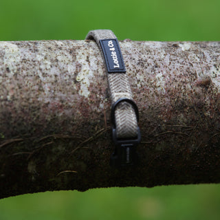 Brown Herringbone Tweed Dog Collar