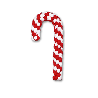 White and Red Candy Cane Rope Dog Toy
